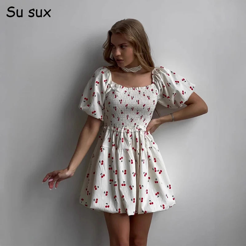 Cherry Print Puff S… - image