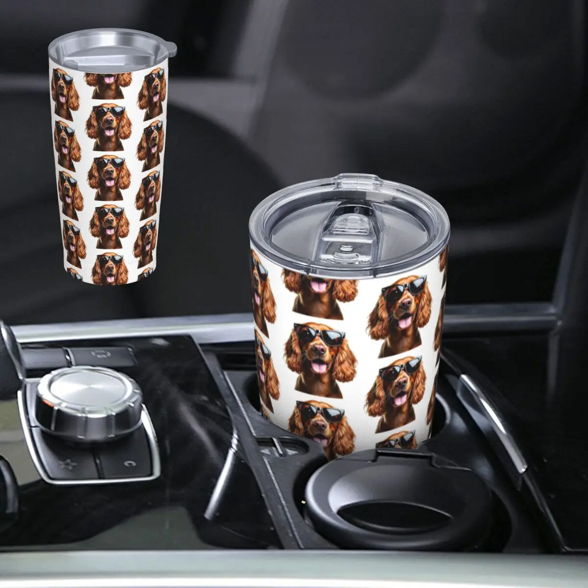 Funny Cool Cocker Spaniel Wearing Sunglasses Stainless Steel Tumbler Vacuum Insulated Mug Thermal Cold Cups Straw With Lid 20oz