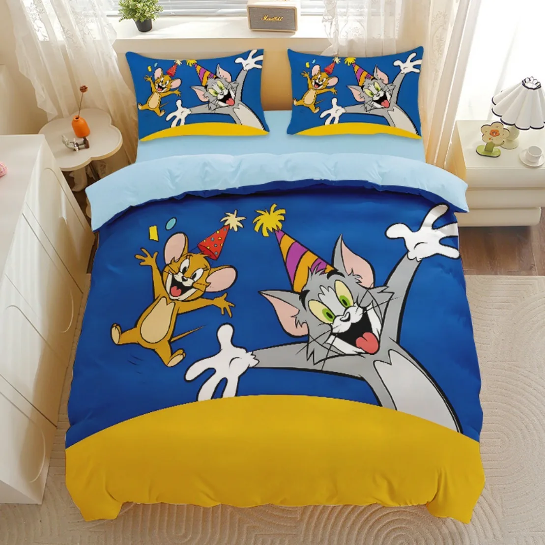 

Disney Tom & Jerry Bedding Sets,Tom Jerry Duvet Cover,Cartoon Quilt Covers Pillowcases Bedroom for Children Gifts