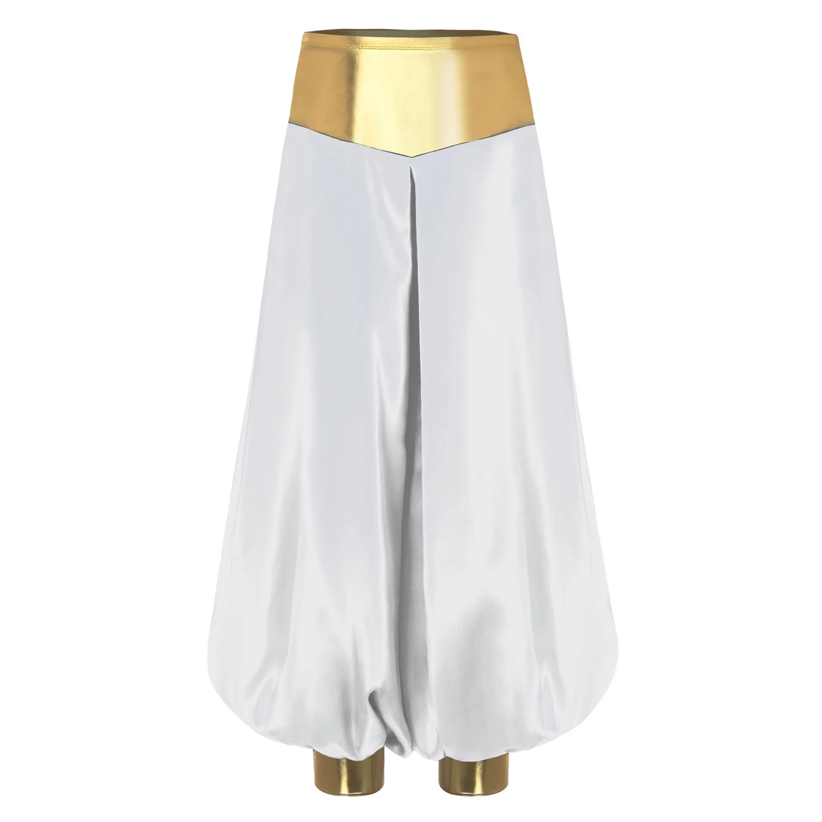 Kinder Jungen Arabischer Prinz Haremshose Metallisch Glänzend Hohe Taille Lose Laternenhose Halloween Karneval Party Cosplay Kostüm