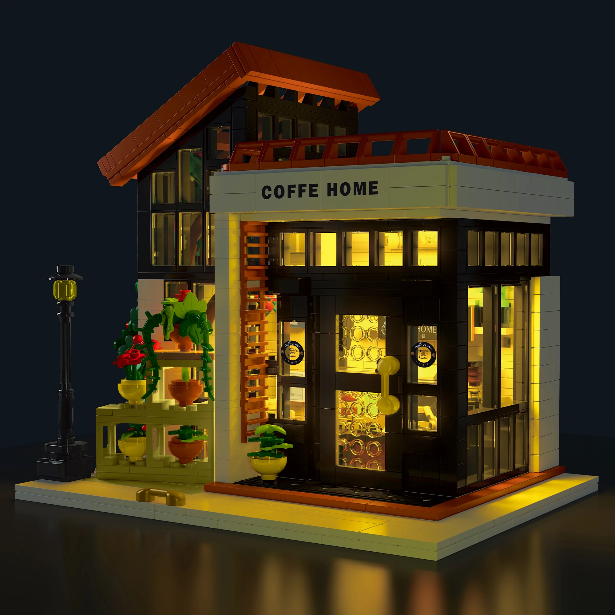 

IN STOCK 031062 1512Pcs Sunshine Coffee House Street View MOC Modular Assemble Building Blocks Brick Education Toy Gifts