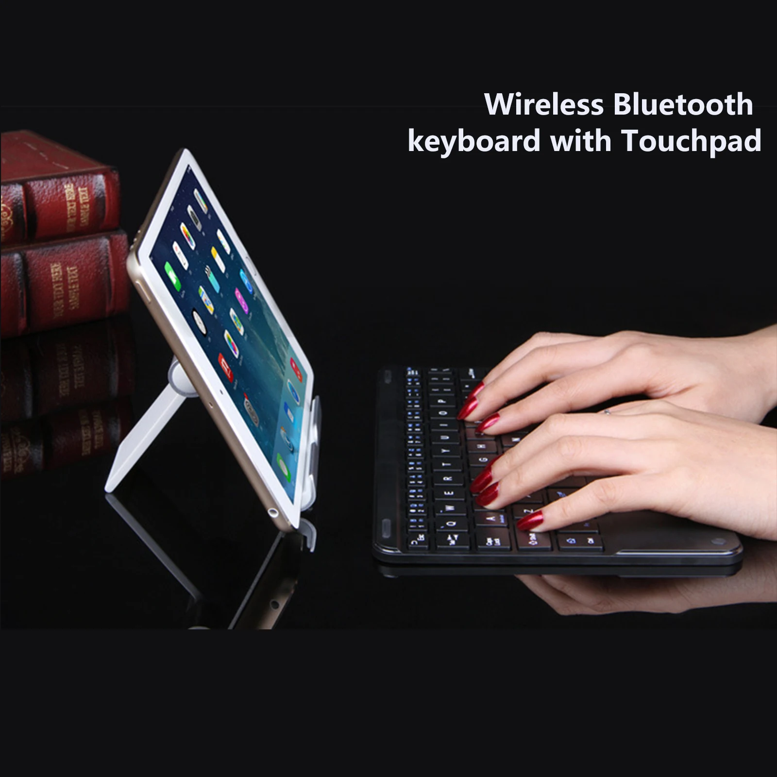 Mini Teclado Sem Fio Bluetooth com Touchpad, Recarregável, Novo, iPad, Telefone, Tablet, Android, iOS, Windows