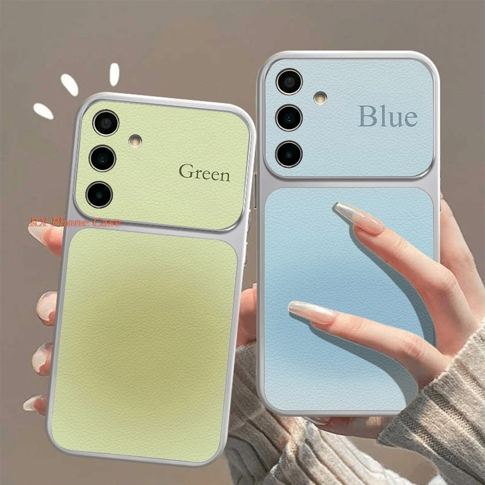 Monochrome Phone Case For Samsung S26 A56 S26 Plus S26 Ultra A36 S25 S24 S23 Ultra A55 A57 A37 Big Window Leather texture Cover