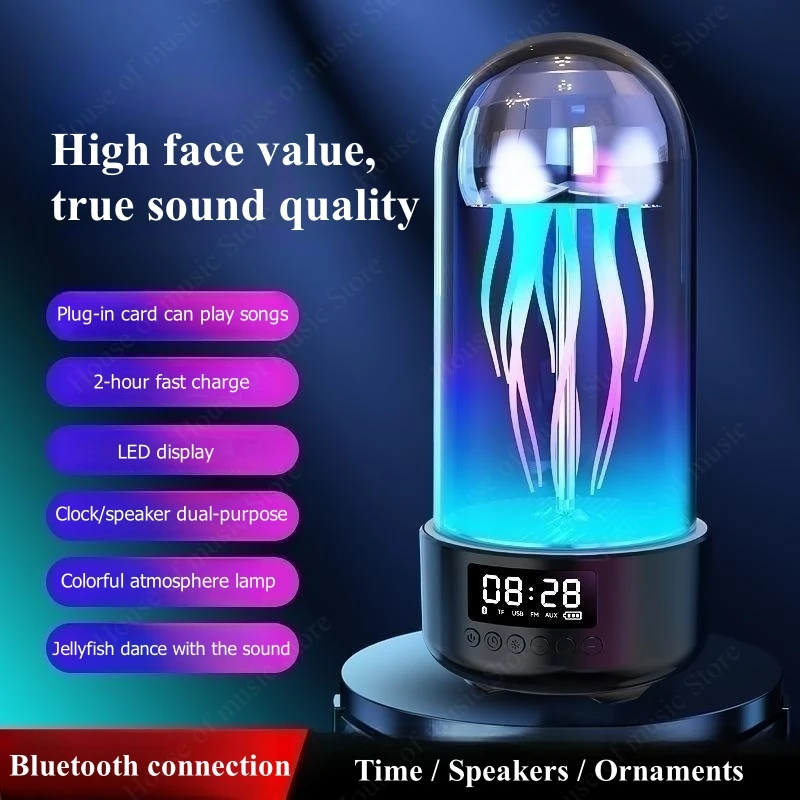 Creative Jellyfish Speakers Colorful Lamp Octopus Audio Portable Subwoofer Support TF Card/Bluetooth Playback Bedroom Decoration