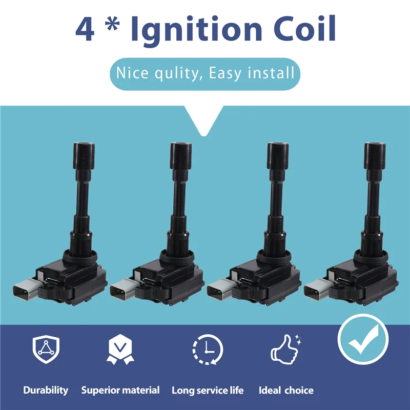 

4Pcs Ignition Coil 33400-65G00 33410-77E01 For Suzuki Ingis Jimmy Baleno SX4 Swift Holden Cruze YG M13A M15A M16A G16B
