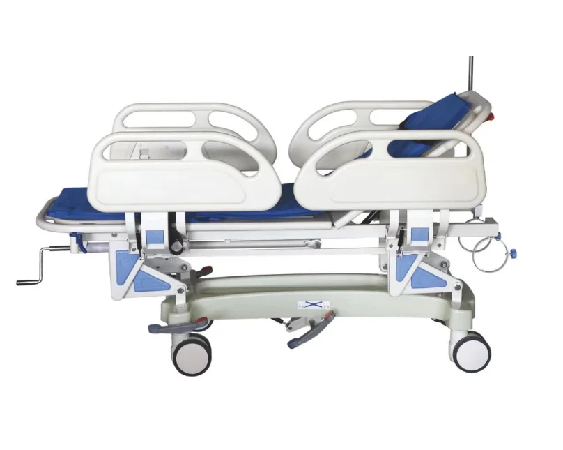 Adjustable manual emergency trolley hospital patient transport stretcher