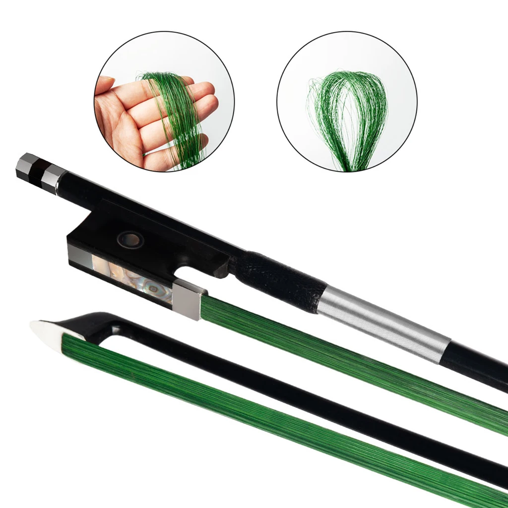 Green Violin Carbon Fiber Violins Bow Fiddle Bows With Red Real Coloful Horsehair Ebony Frog For 4/4 3/4 1/2 1/4 Violins