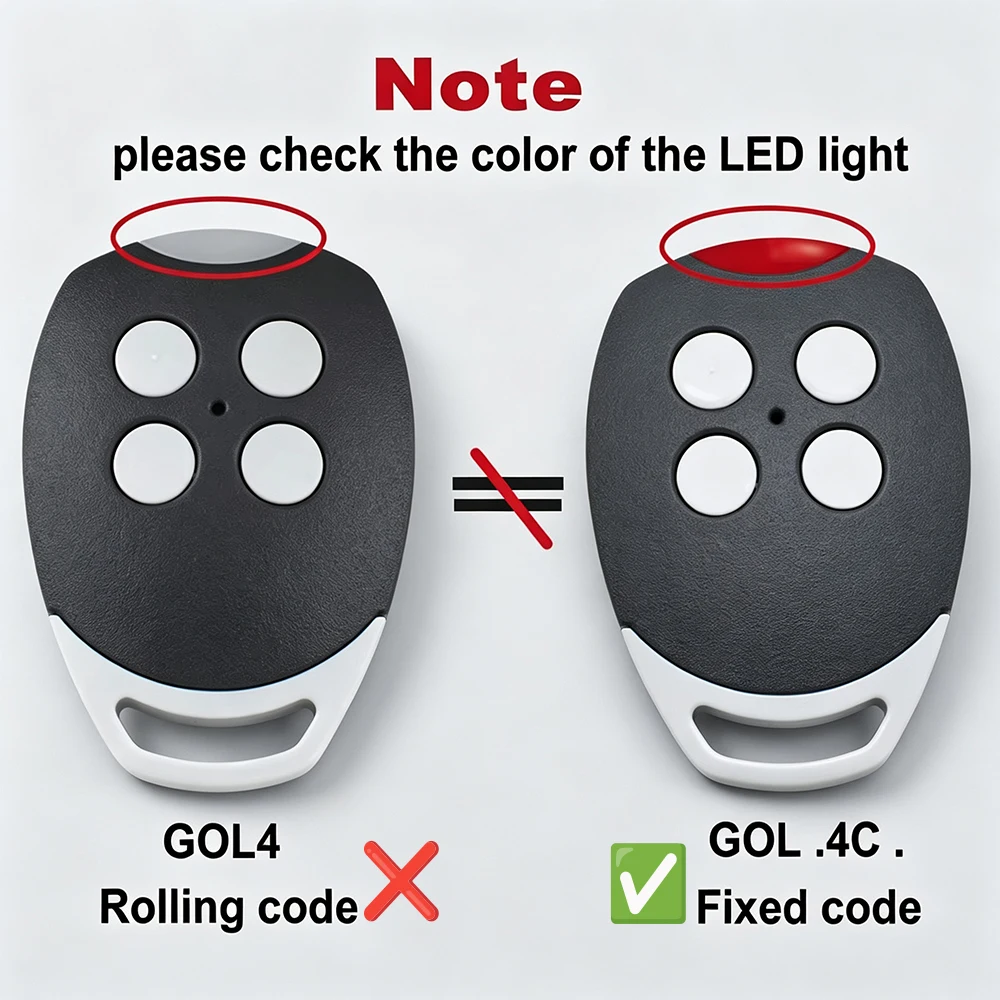 1-3pcs DITEC GOL4C Compatible Remote Control 433.92MHz Fixed Code 433 Duplicator Garage Door Gate Opener Command Key Fob Clone