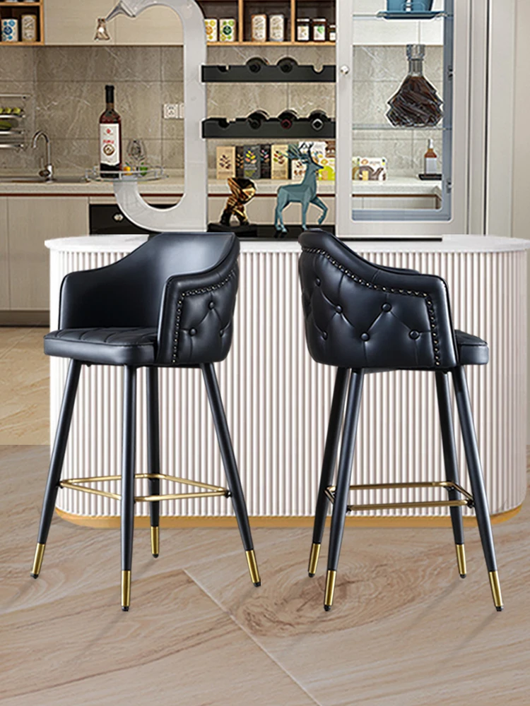 Nordic Home Furniture Bar Stool Modern Simple Living Room Coffee High Bar Chairs Front Desk Reception Leisure Backrest Armchair