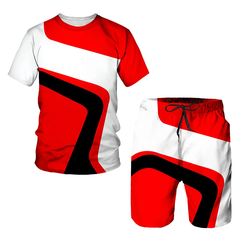 

Summer men's trendy sportswear fashion Harajuku O-neck short-sleeved T-shirt casual shorts breathable outdoor sports suit
