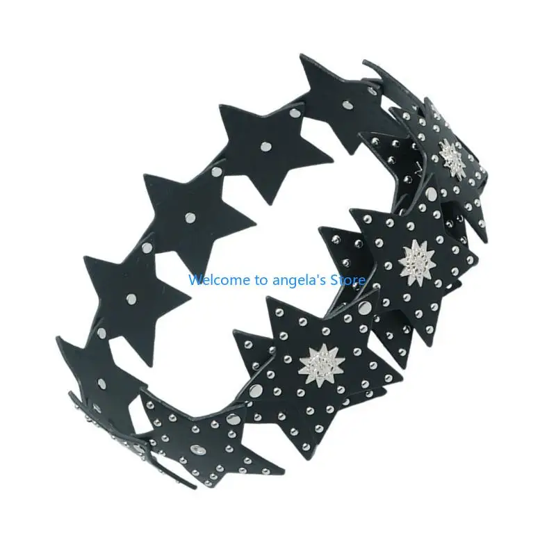 X4YC ستار جروميت سلسلة الخصر مرصعة بسلسلة واسعة ترصيع حزام الخصر الأنيق