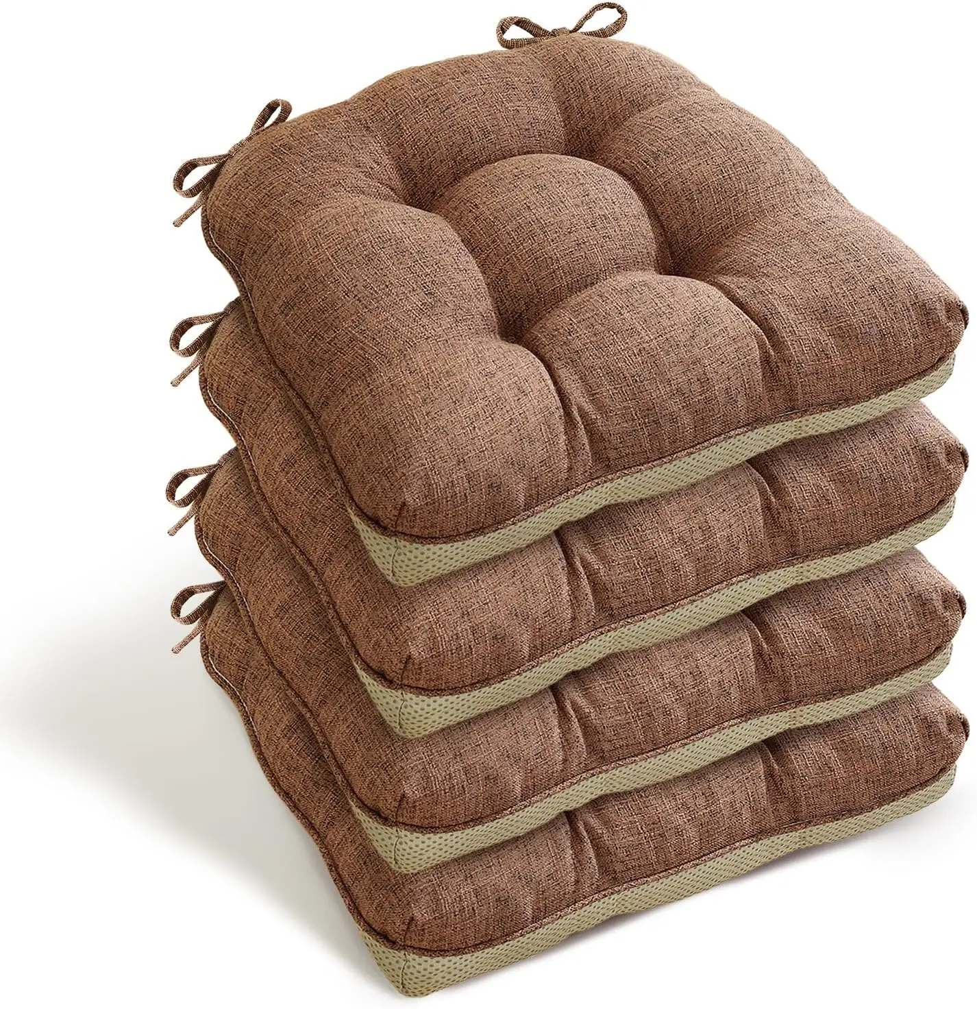 

Chair Cushions For Dining Chairs 4 Pack, Indoor Kitchen Seat Cushions U Shape Non-Slip Chair Pads With Ties For Dining Room,