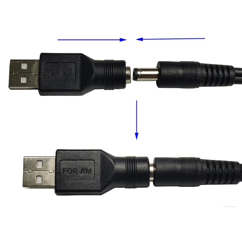 USB negro a adaptador USB 2.0 A a adaptador corriente 5,5 2,1 mm N2UB