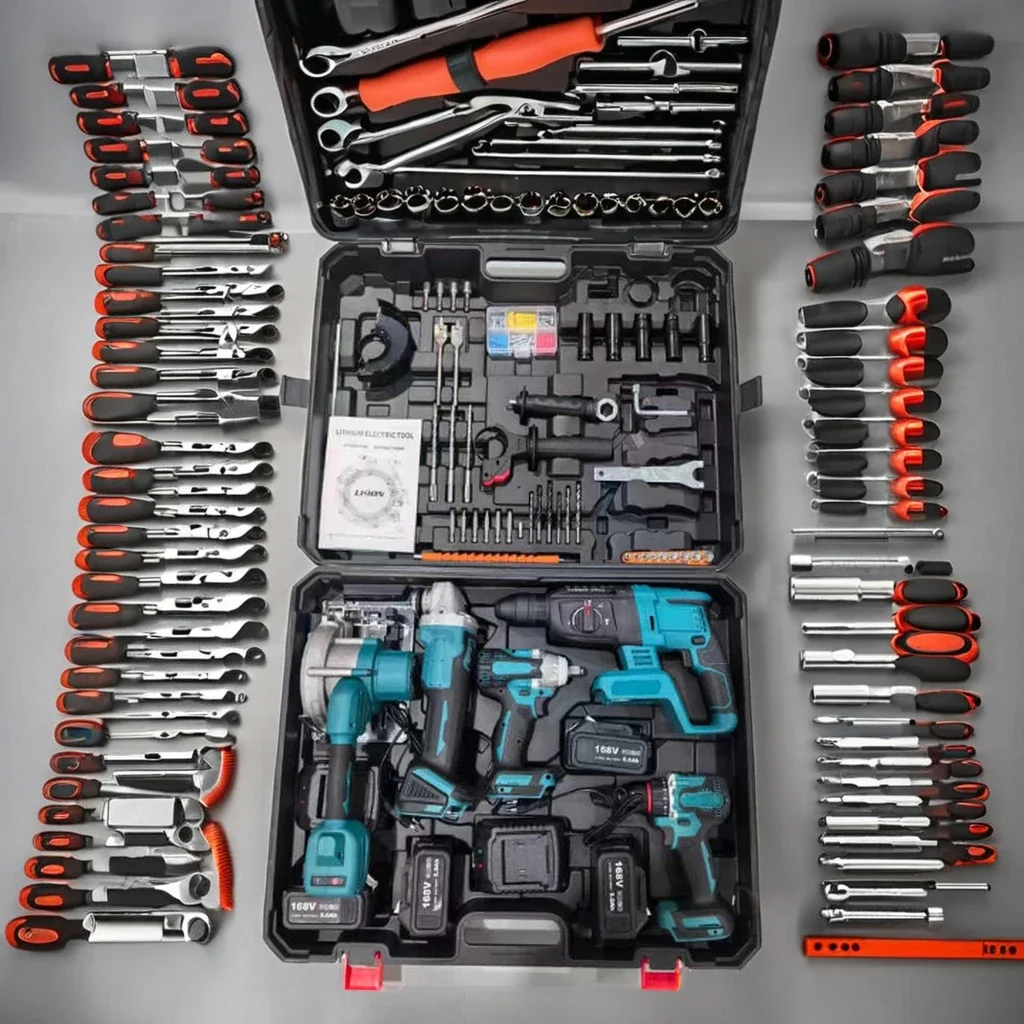 Kit de perceuse sans balais sans fil professionnel, ensemble de perceuse sans fil, ensemble d'outils électriques, boîte de réparation domestique, emballage, tout neuf, original, 5 pièces