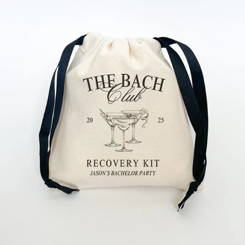 Sacs à cordon personnalisés pour fête du Club Bach, 5 pièces, Kits de gueule de bois pour enterrement de vie de jeune fille, sac cadeau, décoration de mariage, réception nuptiale
