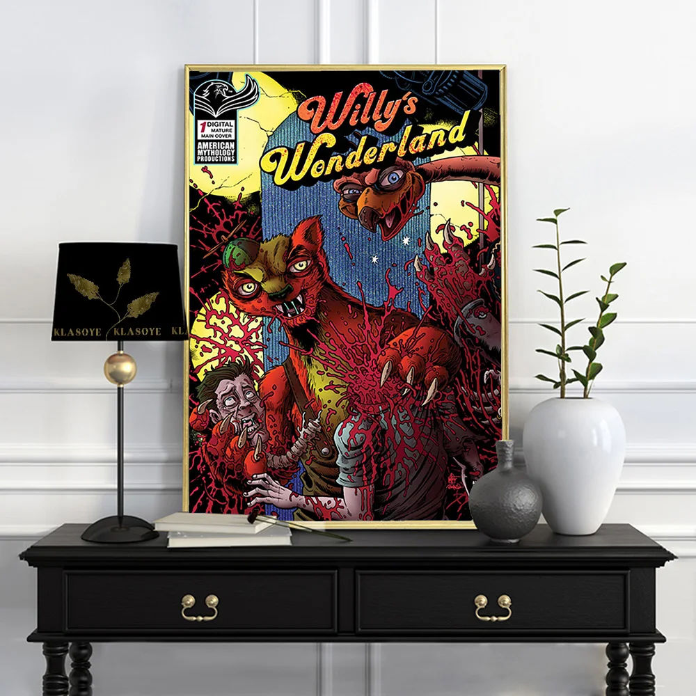 Willy's Wonderland Action Comedy Horror Film Poster Movie Art Print Wall Picture Decor Bar Pub Club Decorative Canvas Painting