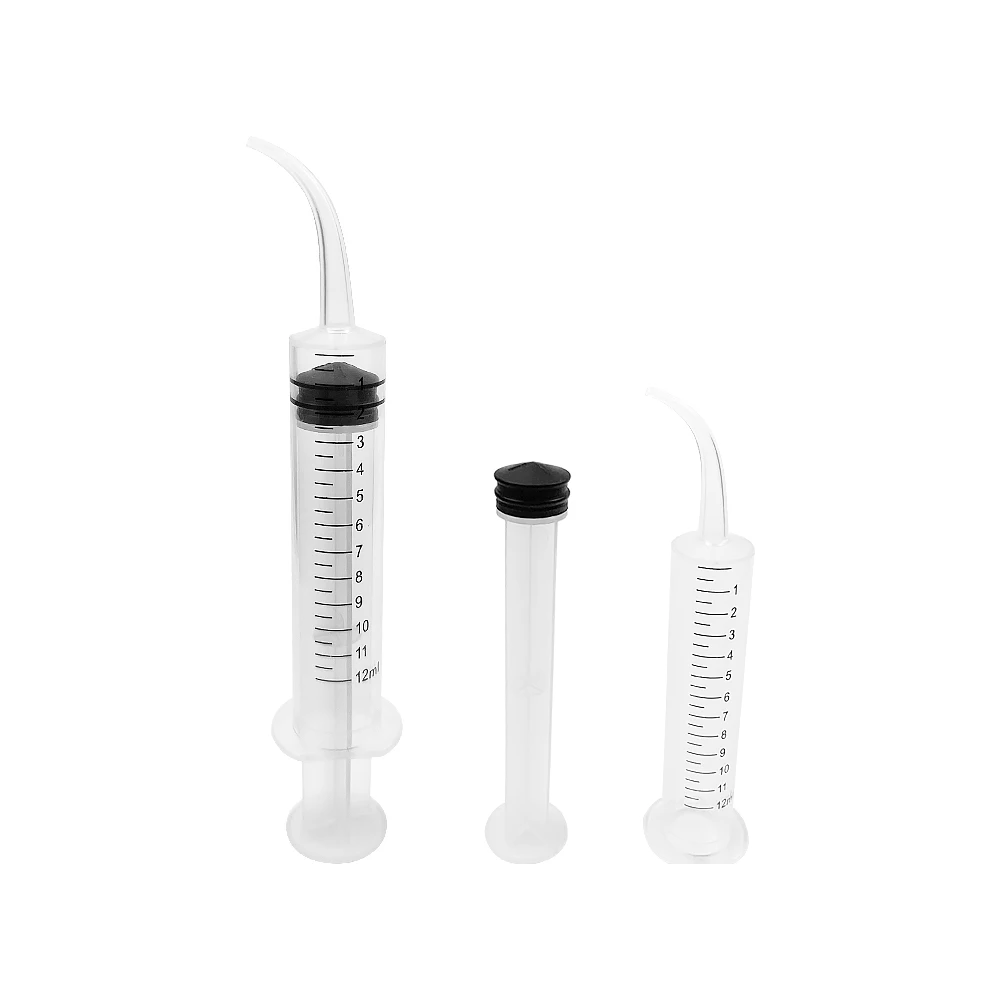 Disposable 5PCS Transparent Dental Irrigation Syringe With 12ml Curved Tip Oral Hygiene Care Tool Dental Instrument