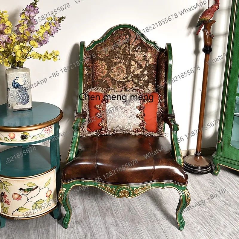 

Single sofa chair solid wood home living room balcony negotiation leisure neoclassical