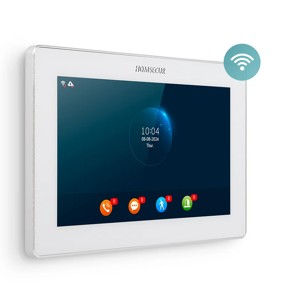 (Not Standalone) HOMSECUR 86721TM-W Indoor Monitor Touch Screen Voice Message For HDK WIFI Video Doorphone Entry Intercom