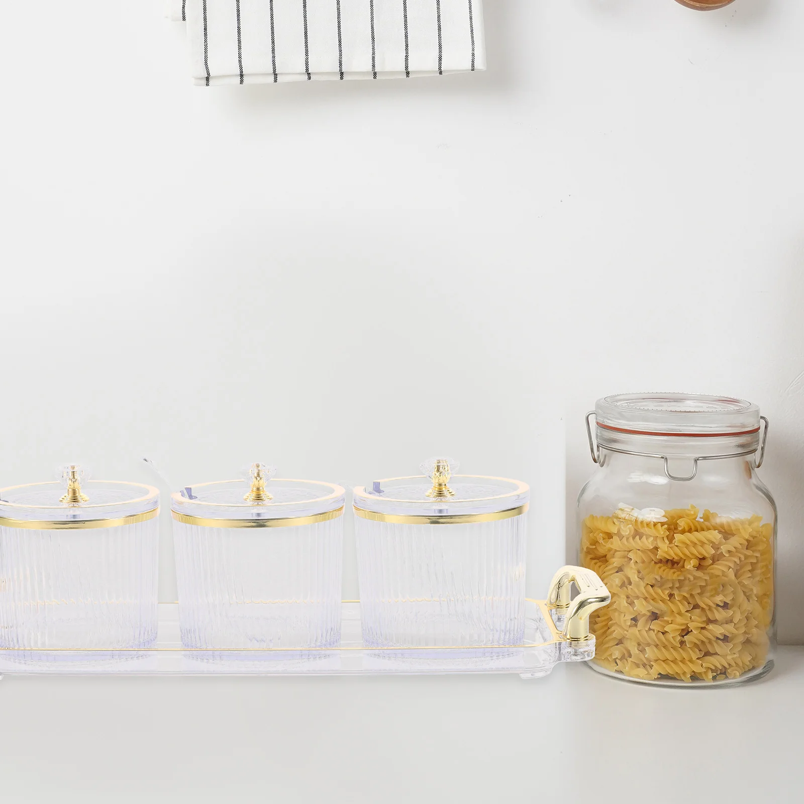 

Seasoning Jar Set Transparent Condiment Container Salt Sugar Soy Vinegar Pepper Storage Kitchen Utensil Spice Organizer Box For