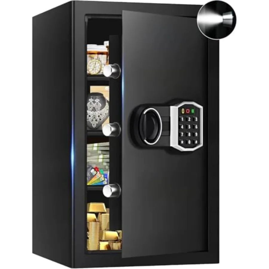

Большой домашний сейф объемом 5,2 куб. фута с огнестойкой и водонепроницаемой защитой, программируемой клавиатурой, съемной полкой и отсеком для запасных ключей