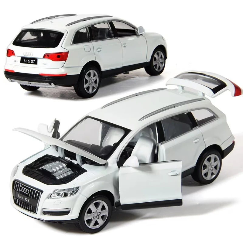 1/32 Audi Q7 SUV Alloy Car Model Diecasts Metal Toy Vehicles Car Model High Simulation Sound and Light Collection Gift