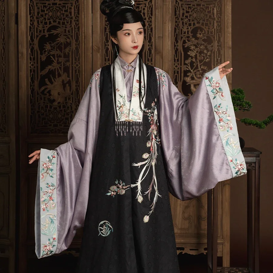 YanYunZhiZaoJu Original Ming Dynasty Elegant Peacock Embroidered Hanfu Dress Women Clothing Traditional Stage Cosplay Costumes