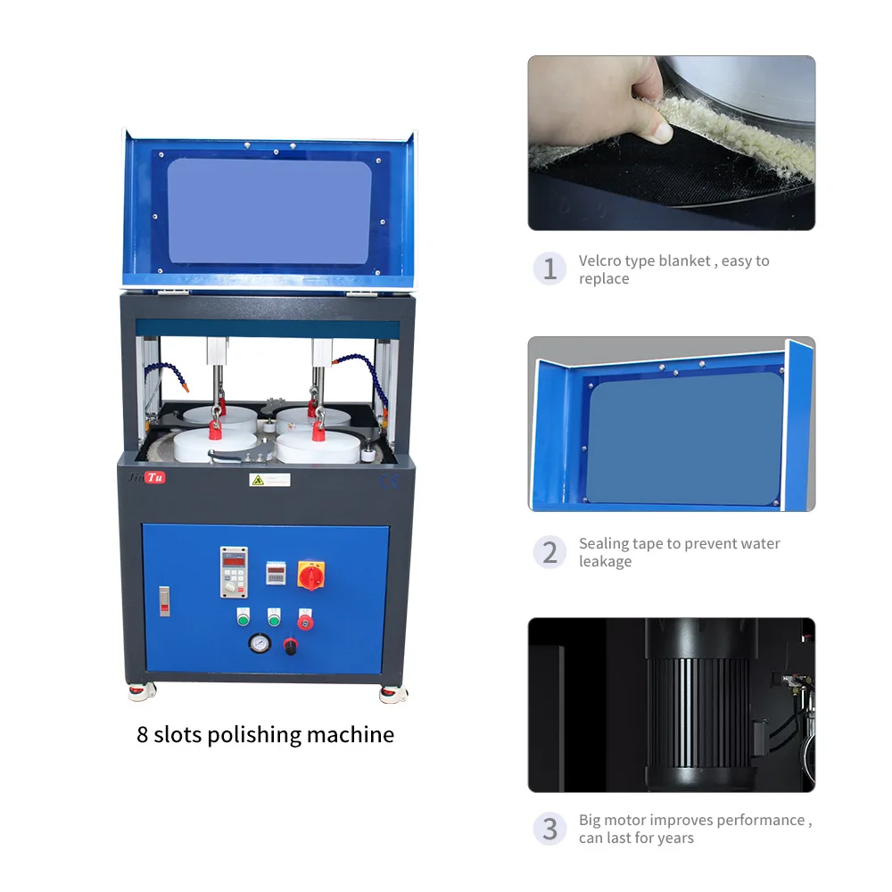 JiuTu Newest 8 Slot Mobile Phone Glass Polishing Machine For IPhone Screen Remove Scratches
