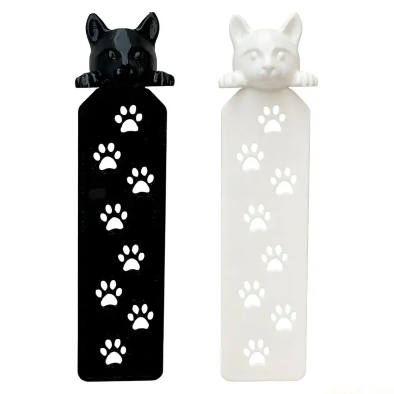 2Pcs Kitten Shaped Plastic Bookmarks Textbook Fiction Page Holder Reading Aid