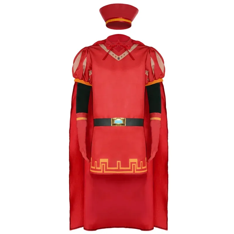 

Adult Men Halloween King Costume Anime Cartoon Villain Lord Farquaad Role Play Outfits