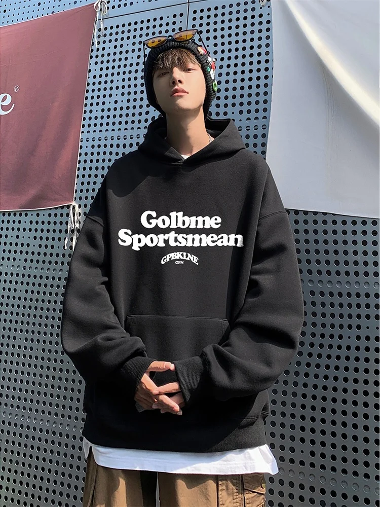 

Мужская толстовка оверсайз в американском стиле, весенне-осенняя, модная, с буквенным принтом, в уличном стиле, для пар, повседневная верхняя одежда