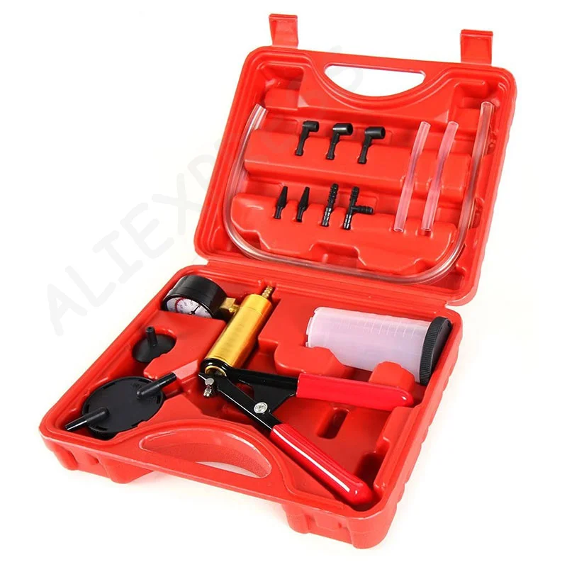 

NewManual Vacuum Pressure Pump Brake Fluid Drain Kit Vacuum Pistol Pump Tester Kit Portable Durable Aluminum Vacuum Gauge