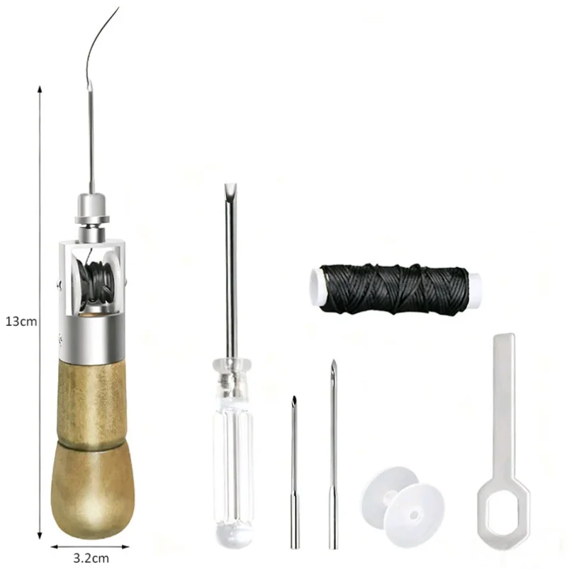 Kit de costura DIY fácil de usar, herramienta para manualidades en cuero, kit de cosido a mano, herramienta resistente para coser con puntada de seguridad, para coser en casa, bolsas de lona.