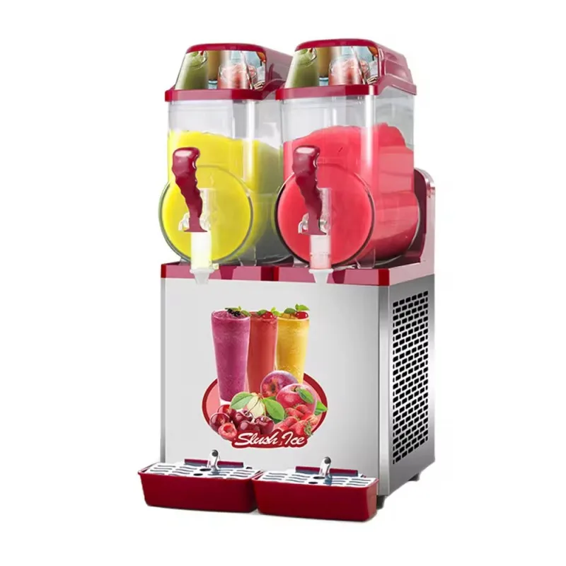 2 Tanks Commercial Stainless Steel Slush Machine Portable Frozen Slushie Drink Making Equipment