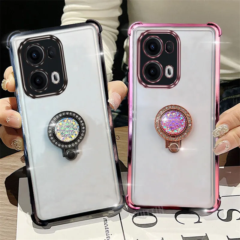 Gem Simple Transparent Phone Holder Case On For Oppo Reno 5 15F 16F 12F 13F 12 13 11 10 8 8T 6 7 9 15 16 Pro Max Plus Lite 4G 5G