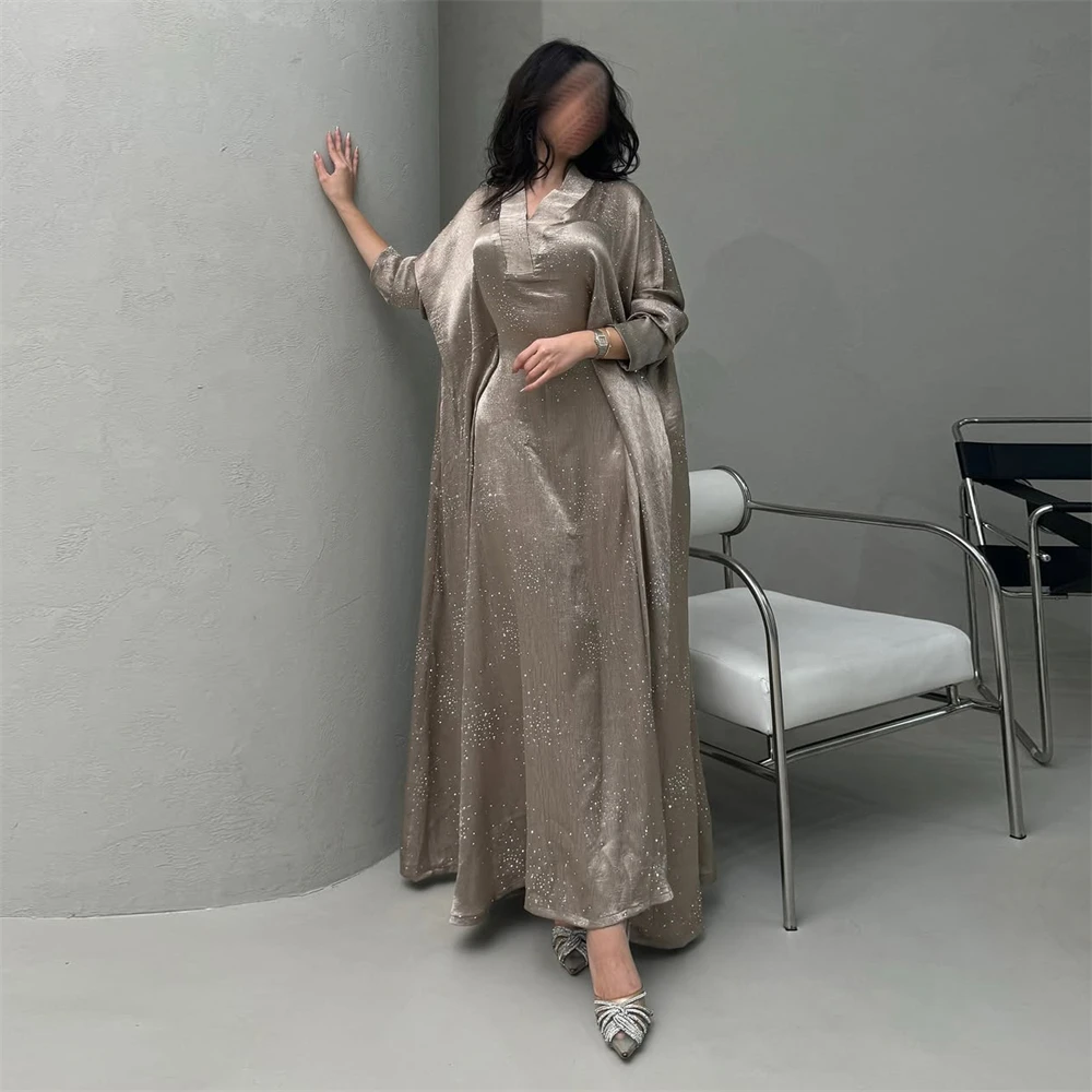 Middle Eastern Muslim Women's Clothing, Arabian Fashion, Exquisite Rhinestone Pullover Robes