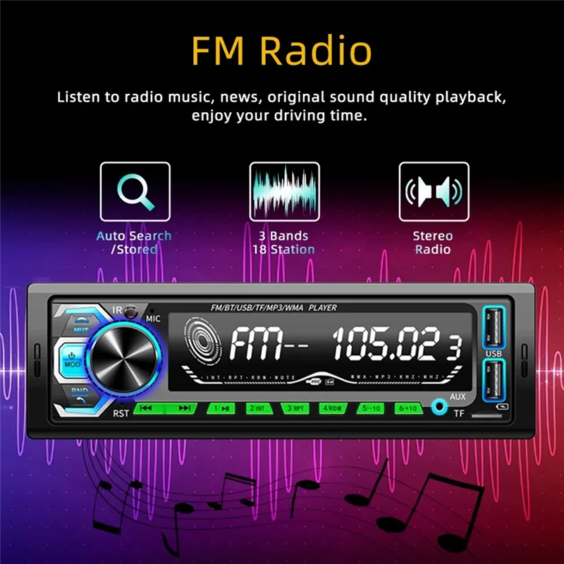 1 Din Autoradio 2 USB-Autoradio-Player Universal Digital Bluetooth MP3-Player Autoradio-Player-Y41A