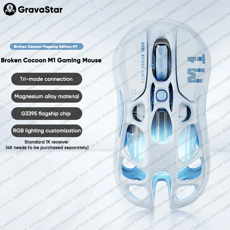 GravaStar M1 M2 Draadloze Muis Mercury K1 Toetsenbord Magnesiumlegering Hol ontwerp Bluetooth 2.4G Bedraad RGB Gaming PC Accessoires