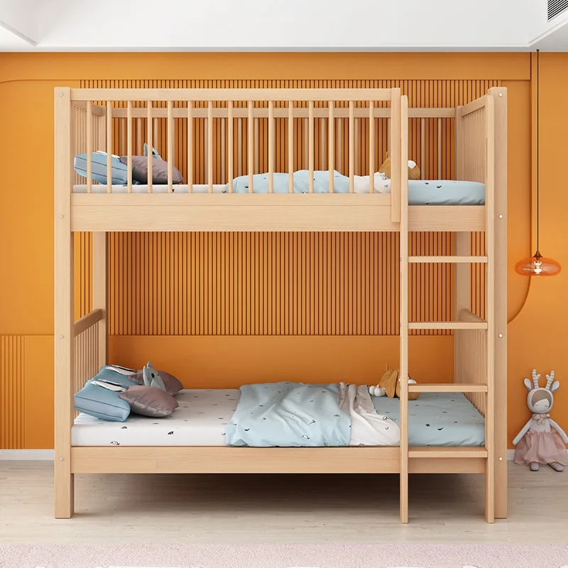 Full upper and lower bunk ladder cabinet beech bedroom upper and lower beds mother and child beds mother and child beds