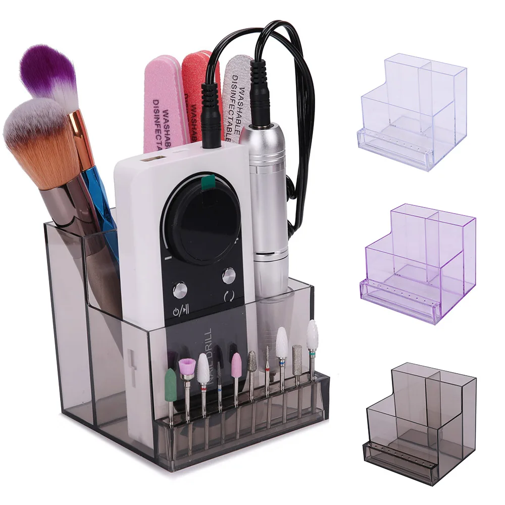 Nail Drill Bits Holder Display Clear Nail Display Box Transparent Makeup Storage Organizer Nail Manicure Tools