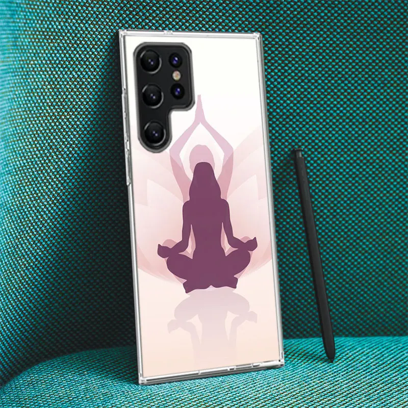 Hot Sell Yoga Namaste Cover For Samsung Galaxy S21 S20 S23 FE S22 S24 Ultra Phone Case S10 S10E S8 S9 Plus S7 S6  Edge Clear Coq