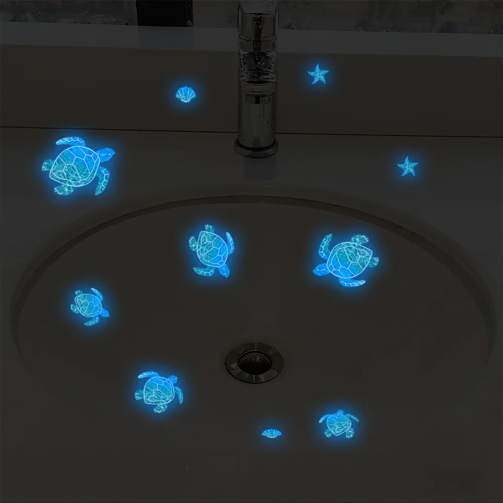 Luminous Sea Turtle Stickers, Self-adhesive Waterproof Decals for Bathroom Bedroom Home Decor