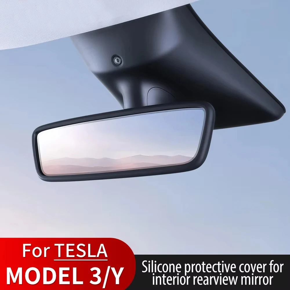 For Tesla Model Y Rear View Mirror Protector Frame Silicone Rearview Mirror Cover Sleeve Tesla Non-Slip Decoration Accessory