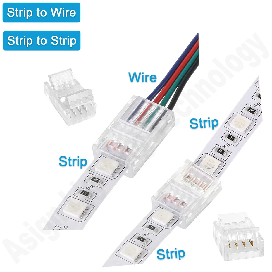 5Pcs LED Connector 2/3/4Pin LED Strip Connector for 8mm 10mm RGB Tape SMD 5050 WS2811 LED Strip Light Wire or Strip Connection