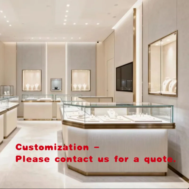 

custom.Boutique Jewelry Display Cabinet Glass Stainless Steel Frame Custom Size Available