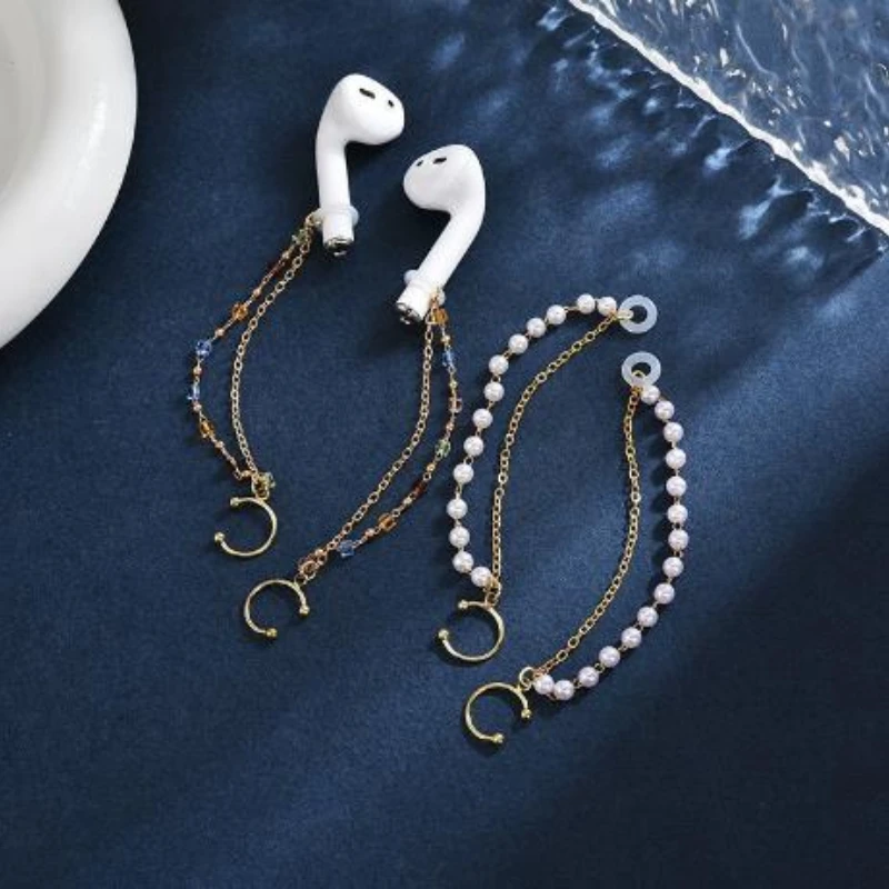 1Pair Ear Ornament Anti-Lost Clip Earrings Applied to Ear Bone Double-deck Pearl And Diamond Chains Specially Designed for Women