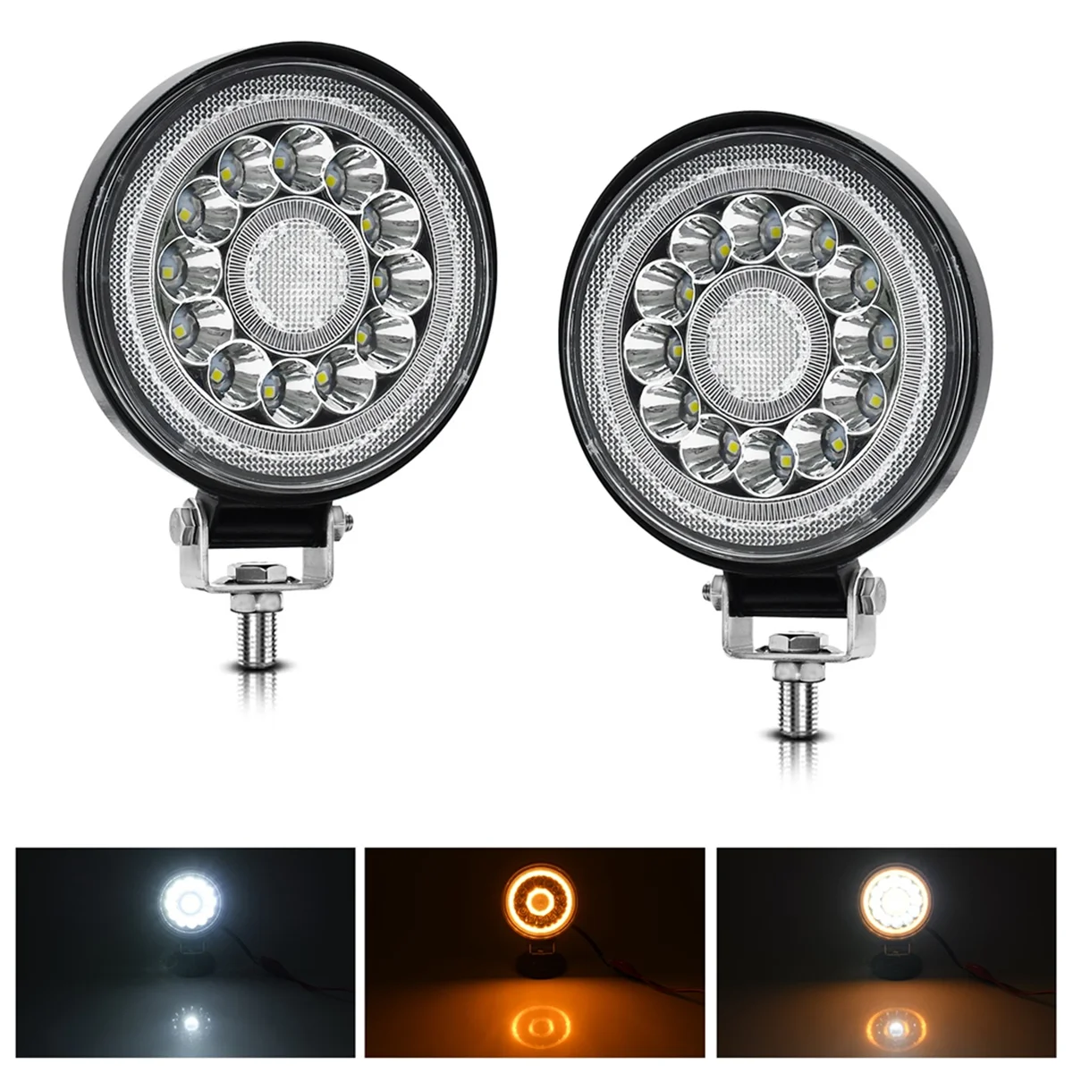 4 Inch Round LED Offroad Lights, LED Tractor Work Lights 140W 14000lm 9-30V Off Road Driving Fog Light