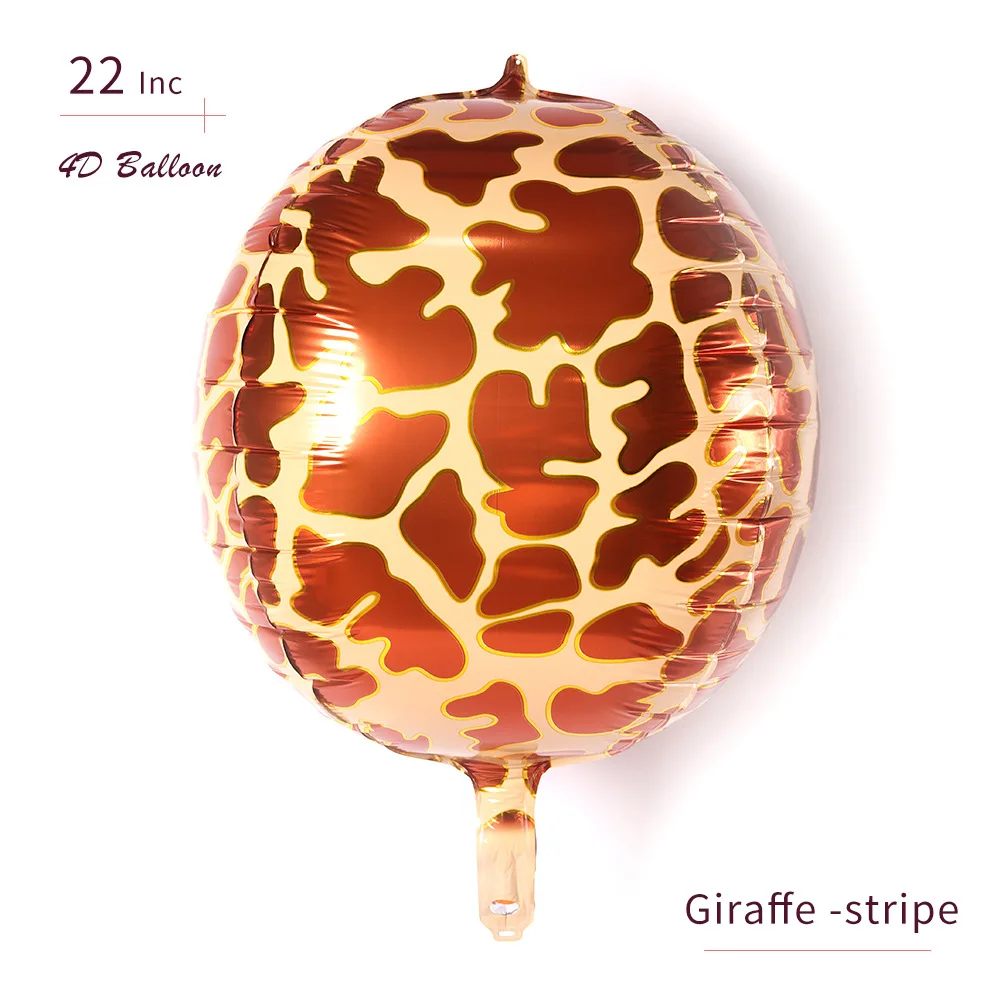 4/10Pcs 22inch 4D Round Animal Printed Leopard Zebra Tiger Giraffe Foil Balloons Jungle Safari Birthday Balloons Party Decor