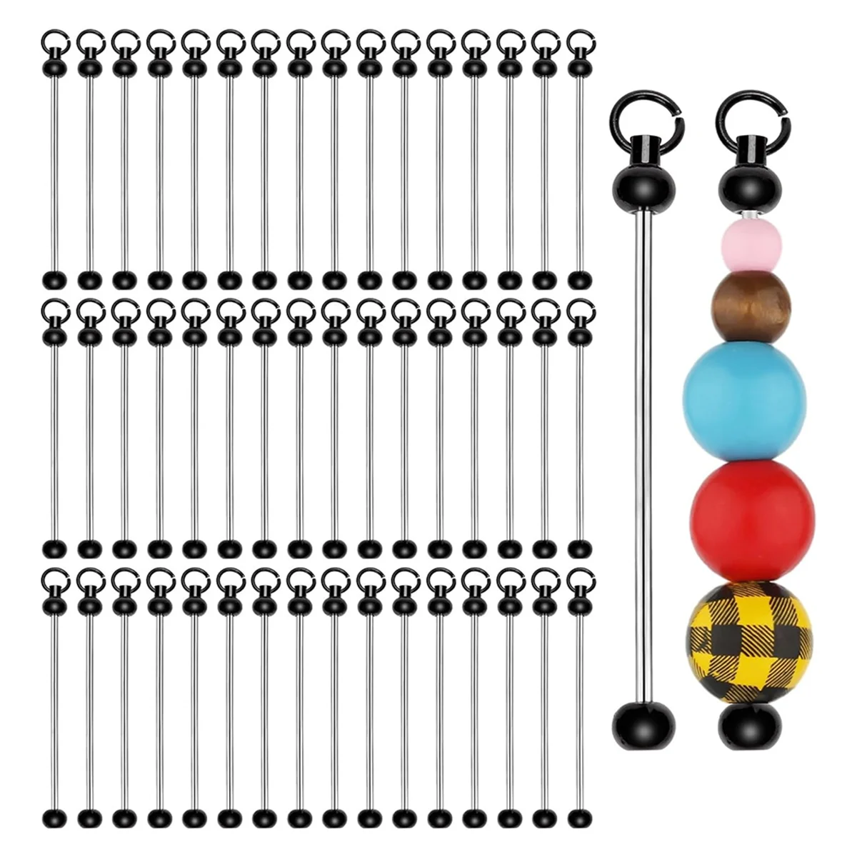 빈 비즈 키체인 바, 금속 DIY 초점 구슬 키체인 바 참, 공예 품목용 분리형 비즈 키, 50 개