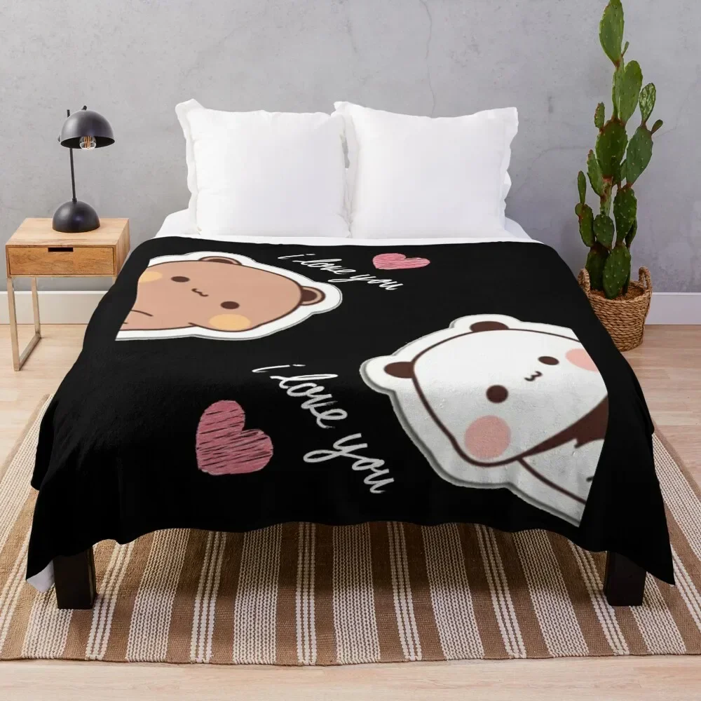 I love you Bear and Panda Dudu and Bubu Throw Blanket bed plaid Kid'S Blankets